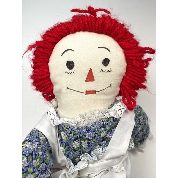 VTG Handmade 19" Plush Stuffed Raggedy Ann & Andy Dolls Toys Drawn Face *Flaws* - Picture 3 of 7